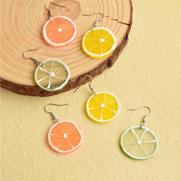 Jewelry - Citrus Fruit slice Earrings - Lemon, Lime or Orange NWT